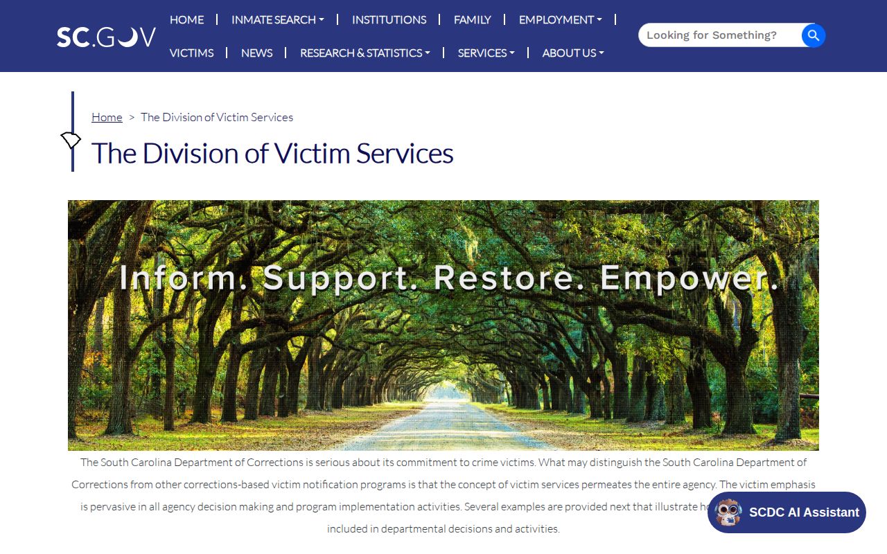 Orangeburg County SCDC projected release date inquiry information