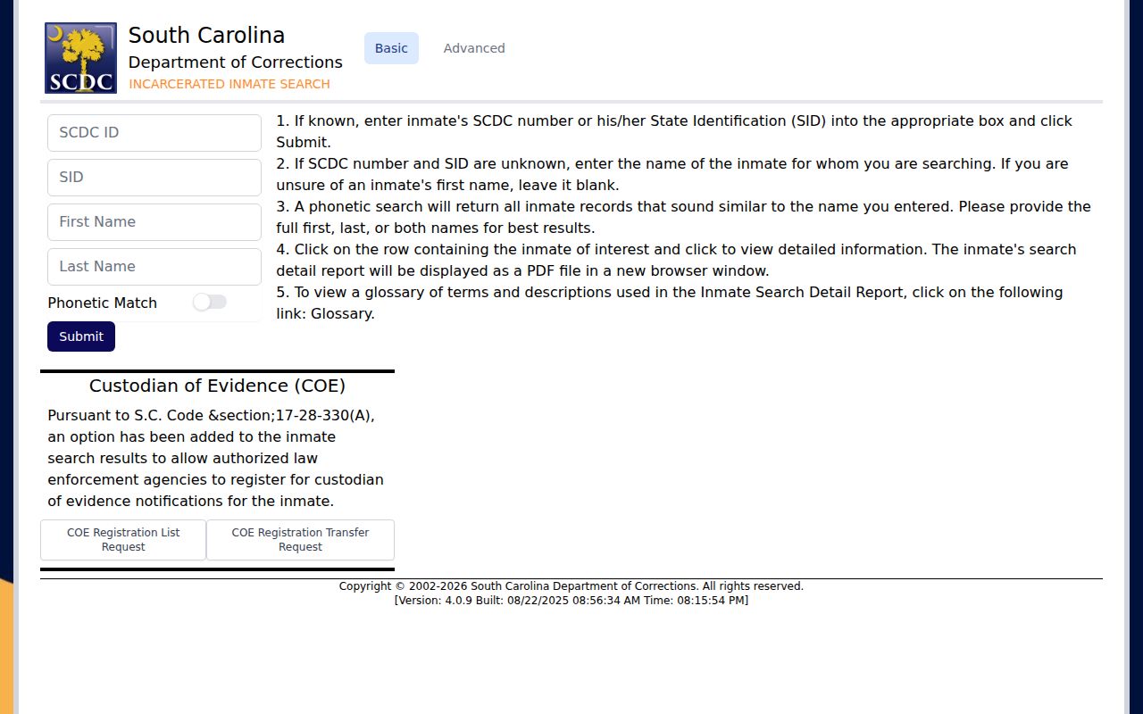 Orangeburg County released inmate mugshot source in SCDC offender search